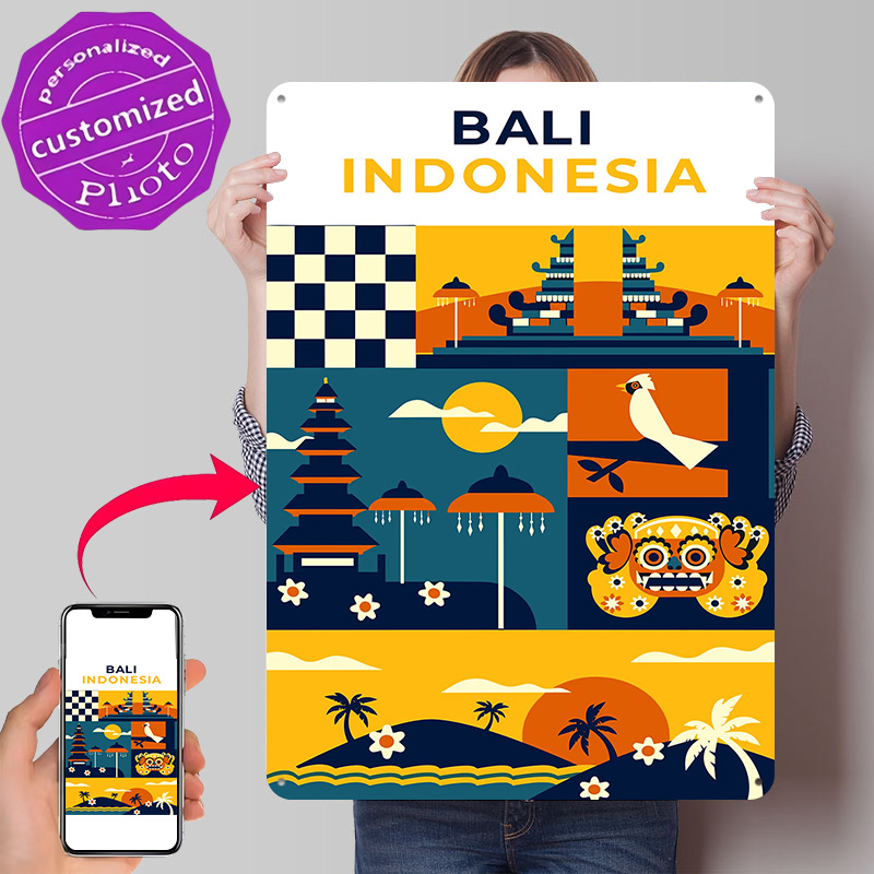3D Printing Bali - Pôster 3D com Textura de Viagem