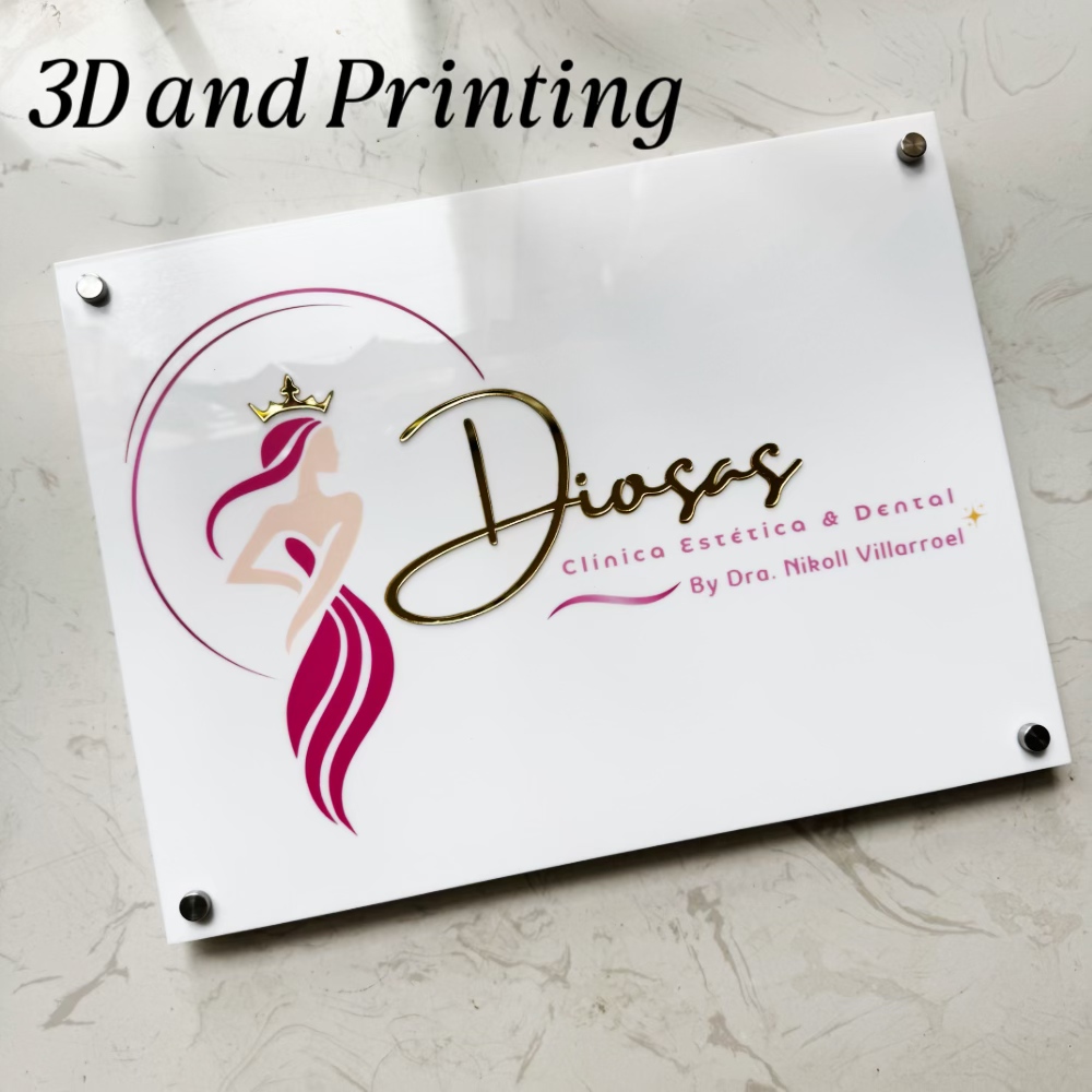Placa de sinal branca acrílica - 3D Printing Qr Code avaliação e preço