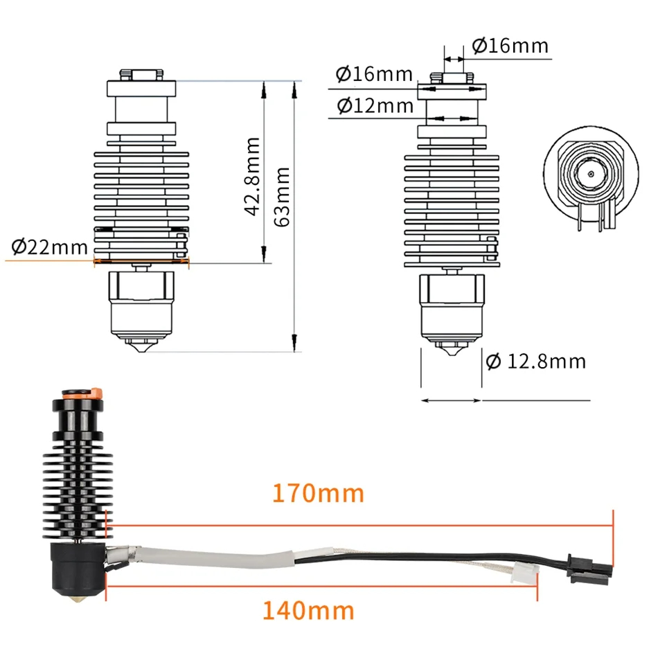 Vulcão hotend e3d v6 24v 50w 6 - 3D Printing Ender avaliação e preço