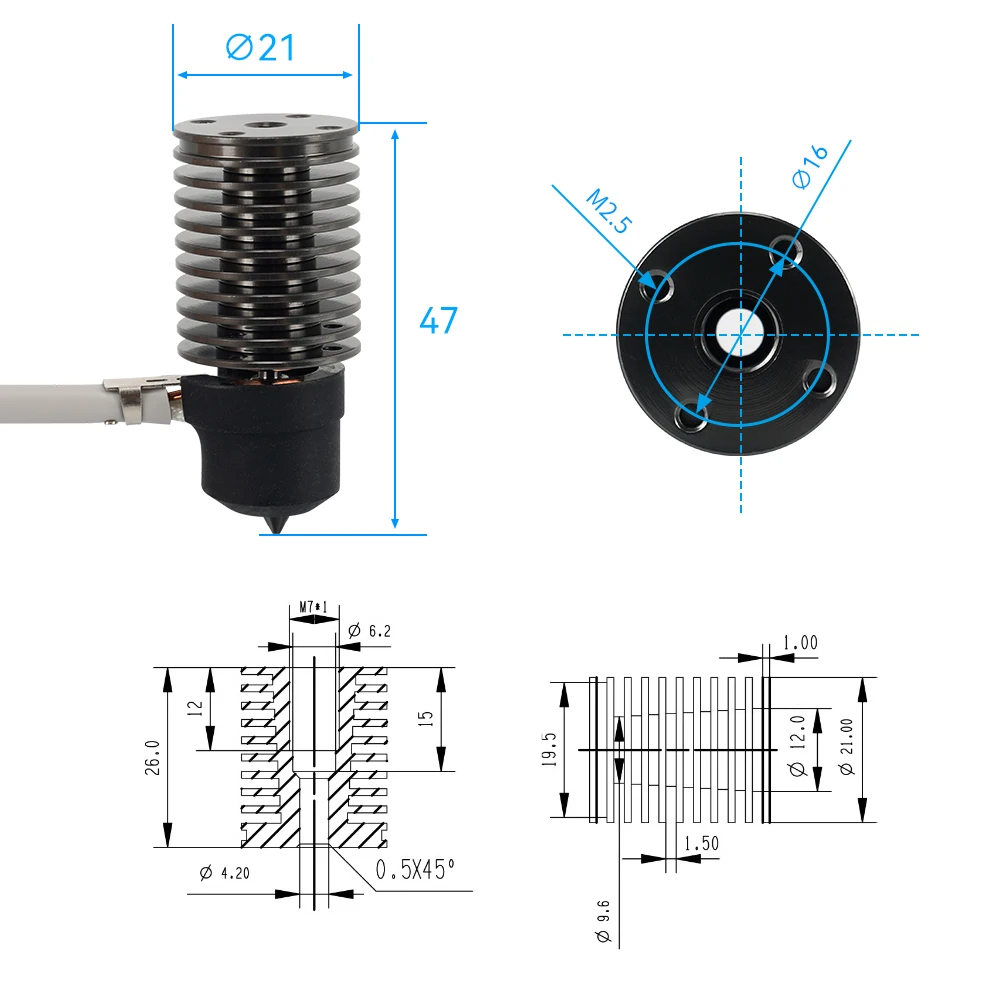 Vulcão hotend e3d v6 24v 50w 6 - 3D Printing Ender avaliação e preço